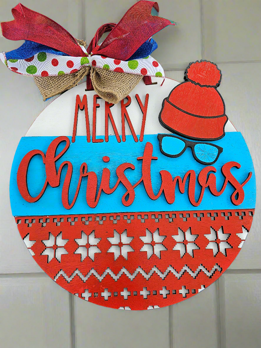 Merry Christmas Ornament - Themed Decorative Door Round