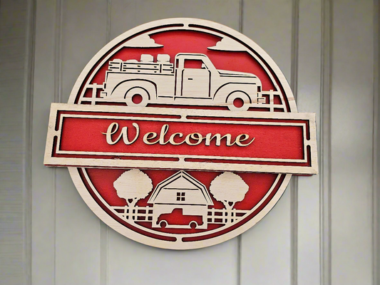 Farm Truck  - Themed Decorative door round