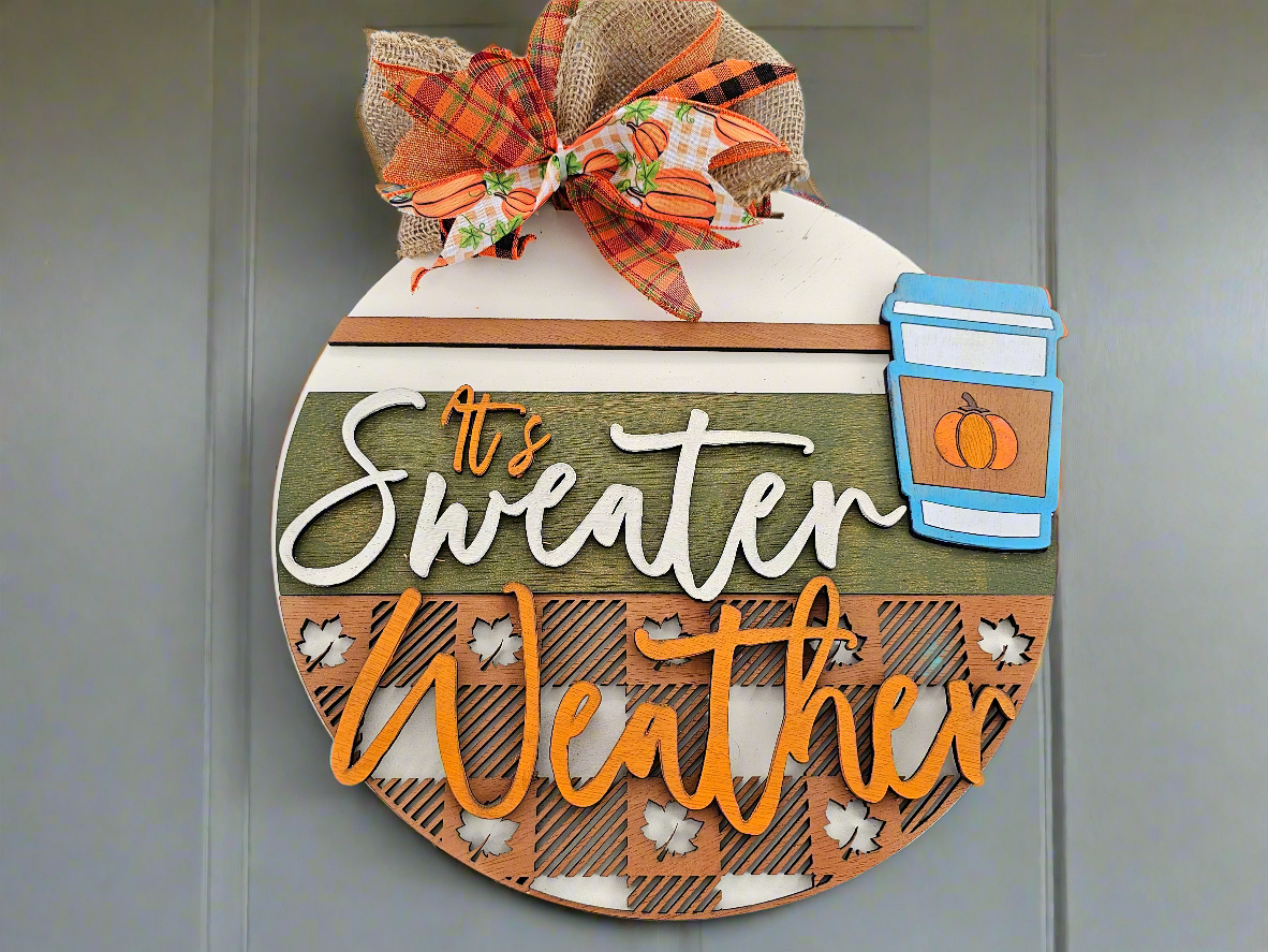 Its Sweater Weather - Themed Decorative Door Round